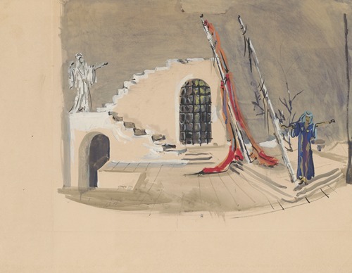 Sodome et Gomorrhe – maquette de décor – structure avec escalier, acte 2