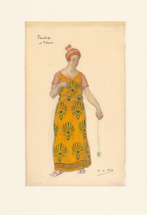 Pénélope – maquette de costume – Mélanthe, première fileuse (Lucy Vuillemin)