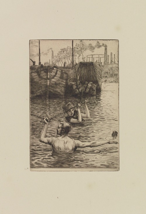 Renée and Reverchon swimming in the Seine
