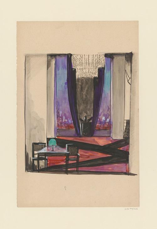 Siegfried – maquette de décor – acte I, bureau d’attente luxueux