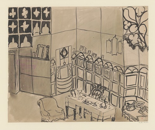 Siegfried – maquette de décor – acte II, salle à manger, salon