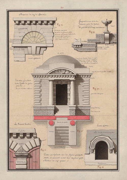 Dessin qui représente avec des figures, par quelle(s) teintes, et comment on doit laver les plans, profils et élévations des corps opaques
