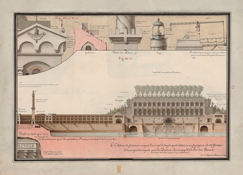 Le château de plaisance composé d’un corps de logis quadrilatère à angles égaux