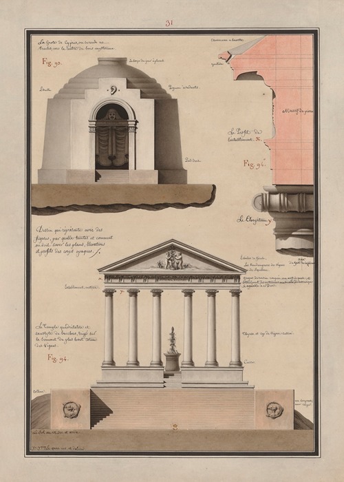Dessin qui représente avec des figures, par quelle(s) teintes et comment on doit laver les plans, élévations et profils des corps opaques
