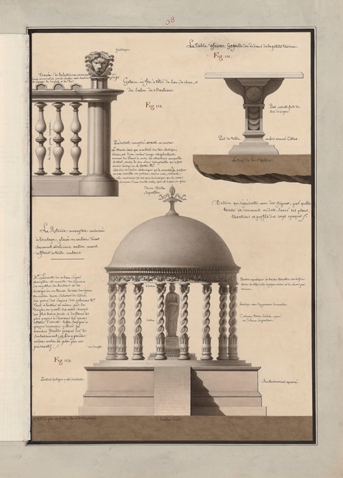 Dessin qui représente avec des figures, par quelle(s) teintes, et comment on doit laver les plans, élévations et profils des corps opaques