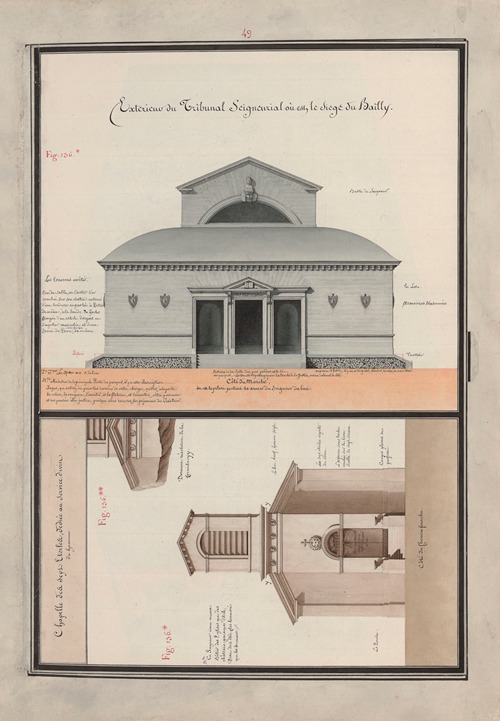 Extérieur du tribunal seigneurial où est le siège du bailly; (Chapelle des sept étoiles, dédiée au service divin du hameau)