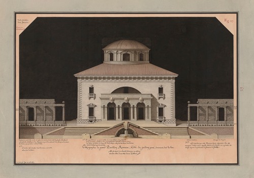 Orthographie du grand pavillon romain, côté du jardin paré, donnant sur le lac