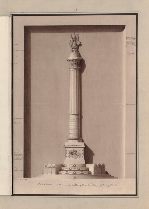 Colonne sepulchrale et manubiaire, de la place publique de l’entrée principale du château