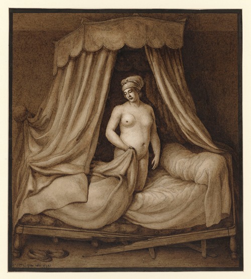 Femme nue dans un lit brisé