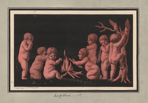 Les frilleux. (Putti se réchauffant devant un feu)