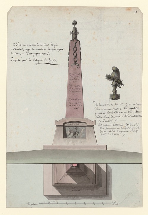 Monument qui doit être érigé à Anières, dans la maison de campagne du citoyen Prony, ingénieur