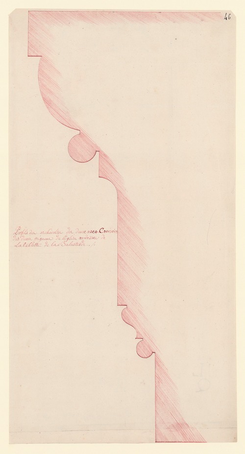 Profils des archivoltes des deux arcs. Croisées des deux pignons de l’église au-dessus de la tablette de la balustrade