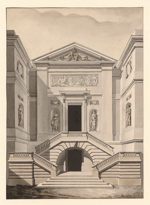 Projet de la façade d’entrée pour l’hôpital de la Charité rue Jacob à Paris