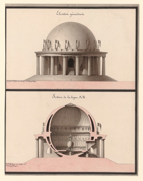 Temple consacré à l’Egalité. Elévation géométrale ; Section de la ligne AB