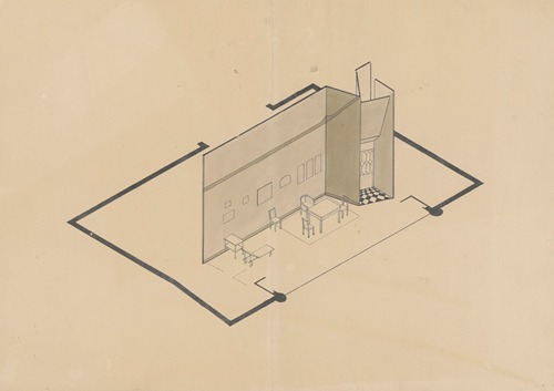 Knock ou le Triomphe de la médecine – maquette de décor – acte II, l’installation provisoire de Knock