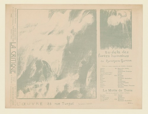 Couverture du programme pour Au-delà des forces humaines de B. Bjornson au théâtre de l’Œuvre