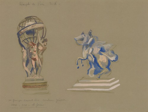 Le Triomphe de Paris – maquette de décor – Illuminations de statues parisiennes