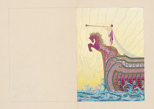 Maquette de décor – rideau Proue de navire, sonneur de trompette