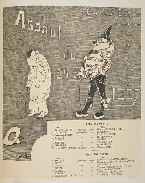 The program of the fencing club (Cercle d’Escrime de la rue de Bourgogne) from April 25, 1887