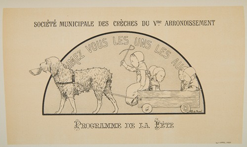 Card from the Societe Municipale des Creches du Vme program. Arrondissement