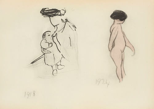 1918 femme allaitant ; 1924 modèle nu