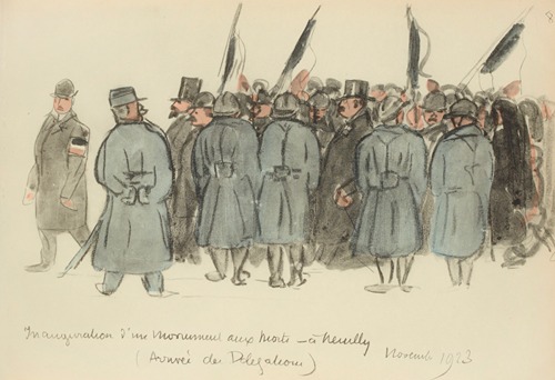 Inauguration d’un monument aux Morts à Neuilly (Arrivée de la délégation), novembre 1923