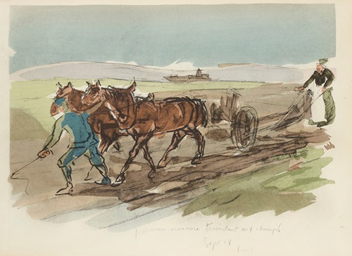 Permissionnaire travaillant aux champs, septembre 1918