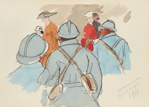Permissionnaires sur le boulevard, 1918