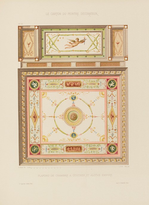 Plafond de chambre à coucher et alcove Empire