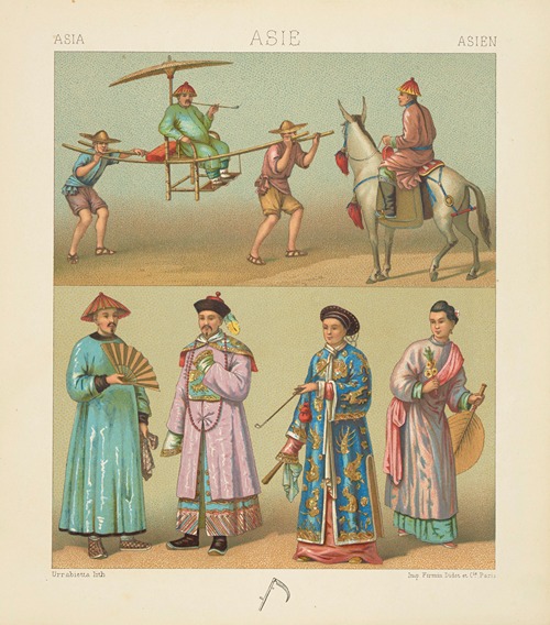 Costumes et insignes des mandarins, dames chinoises, montures et moyens de transport