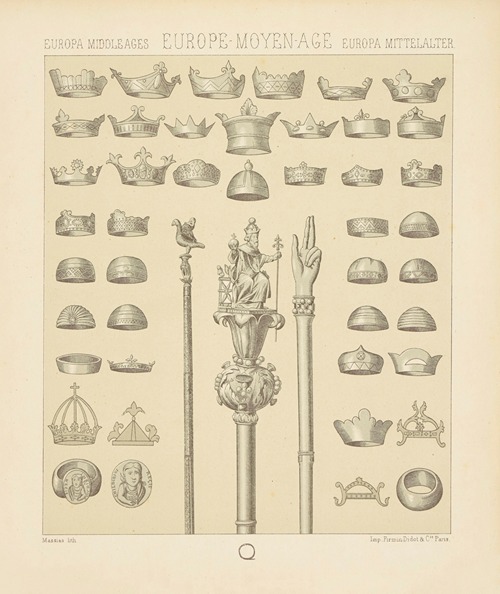 Couronnes des rois, sceptres, main de justice, annulaire