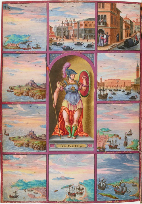 Pallas représentant le courage de Magius, entourée de dix tableaux