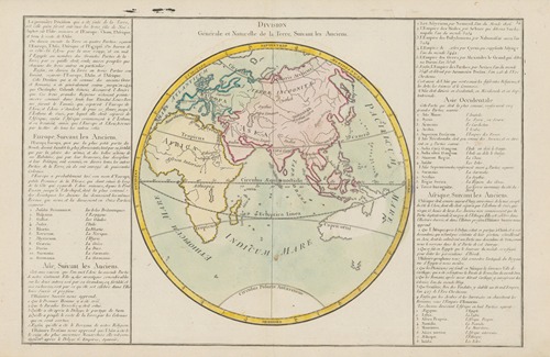 Division. Générale et Naturelle de la terre, Suivant les Anciens