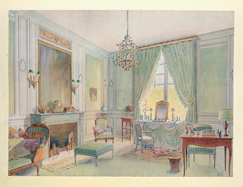Boudoir cabinet de toilette Louis XVI avec chaise longue….