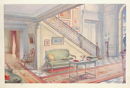 Départ d’escalier et partie de vestibule. Détail….