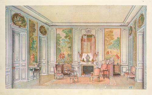 Salon Louis XV, peint en gris vert….