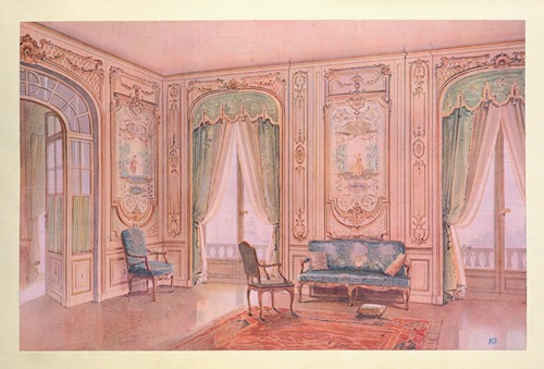 Salon peint style régence, décoré de panneaux peints par Lancret….