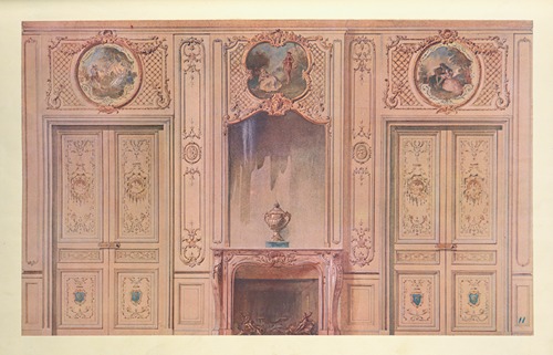 Salon peint style régence, vue géométrale.