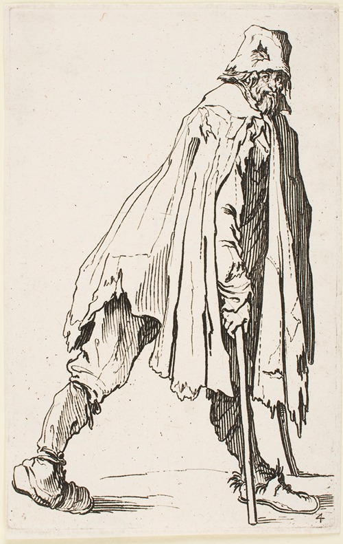 The Beggar on Crutches Wearing a Hat