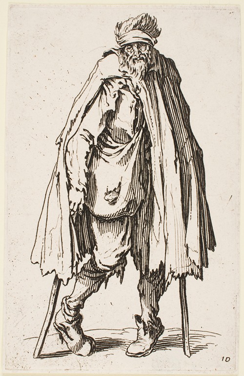 The Beggar on Crutches Carrying a Sack