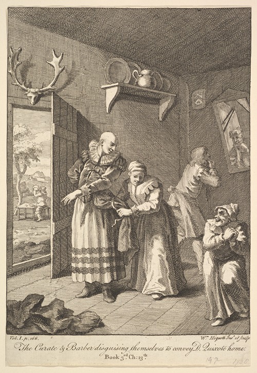 The Curate and Barber Disguising Themselves to Convey Don Quixote Home