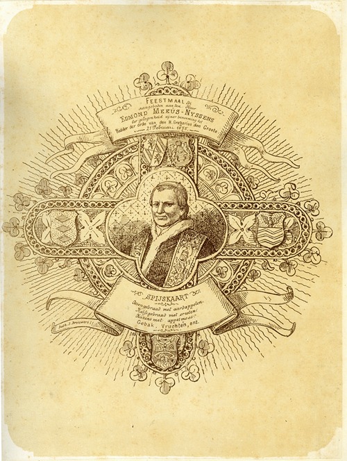 Menu voor het feestmaal voor Edmond Meeus