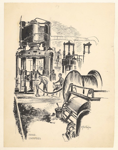 Interieur van de Draka fabriek Loodpers