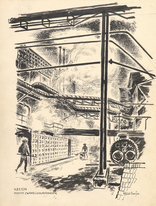 Interieur van zwavelzuurfabriek Ketjen te Amsterdam.