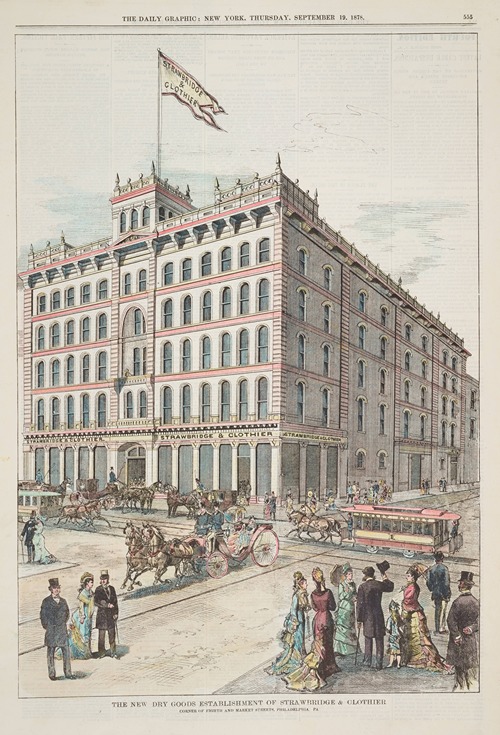 The New Dry Goods Establishment of Strawbridge & Clothier. Corner of Eighth and Market Streets, Philadelphia, PA.
