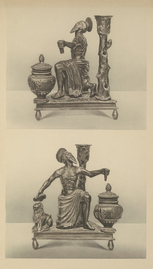 Inkstand And Candlestick With St Jerome As A Penitent – Workshop Of Riccio