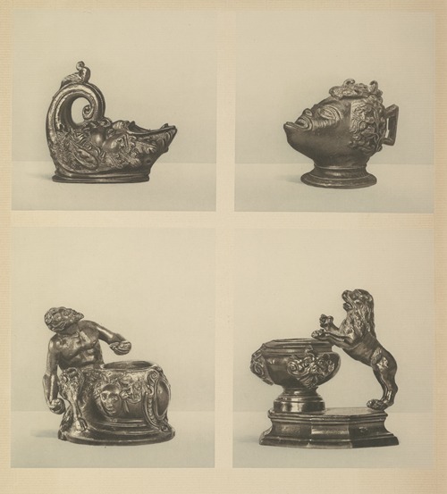 Lamp Formed As A Satyr’s Head; Lamp Formed As The Head Of A Negro; Inkstand With Satyr- Workshop Of Riccio, Inkstand – Italian; XVI Century