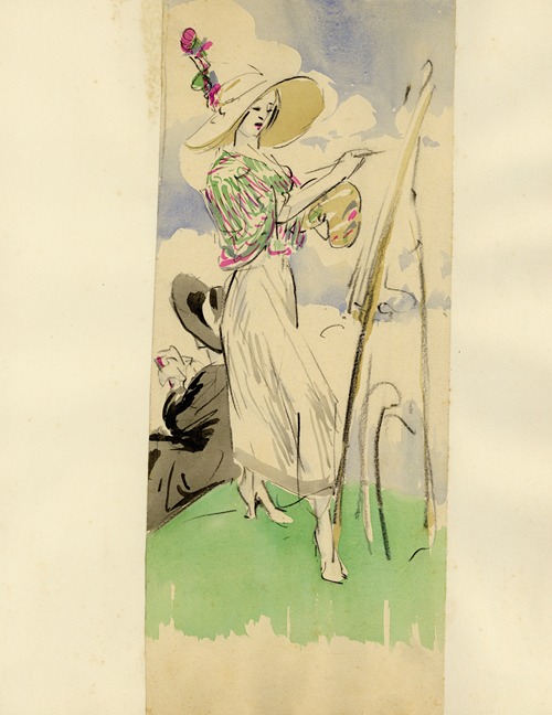 Dame met schildersezel