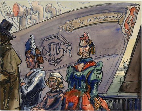 Drie dames aan de kade