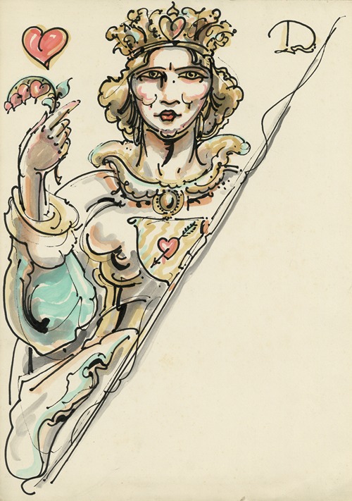 Ontwerp speelkaart Hartendame